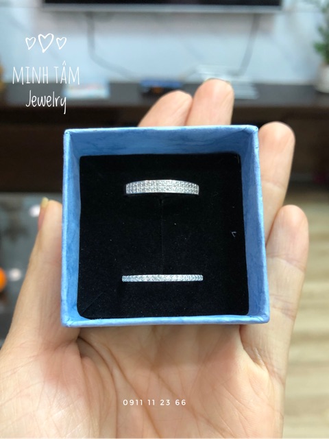 Nhẫn nữ bạc ta mảnh gắn đá-Minh Tâm Jewelry