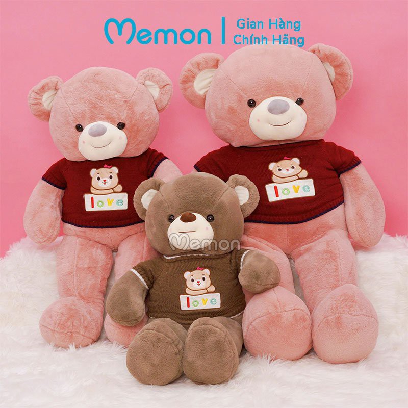 Gấu Bông Teddy Áo Len Gấu Love Cao Cấp Memon