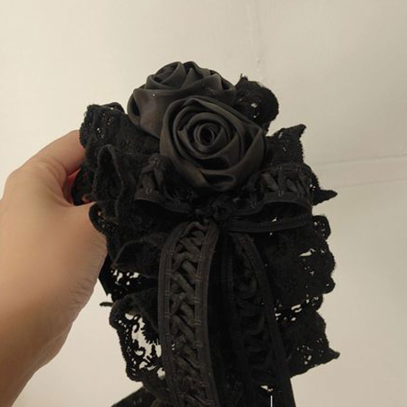 Băng Đô Cài Tóc Màu Đen Đính Hoa Thanh Lịch Dành Cho Nữ