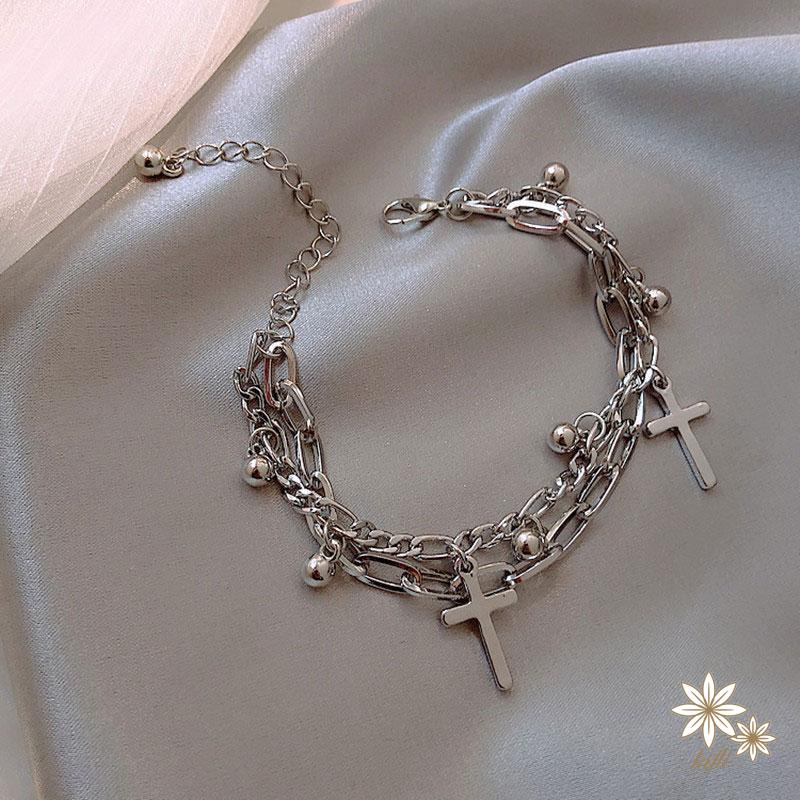 Vòng đeo tay mạ bạc phong cách Hàn Quốc đơn giản thời trang