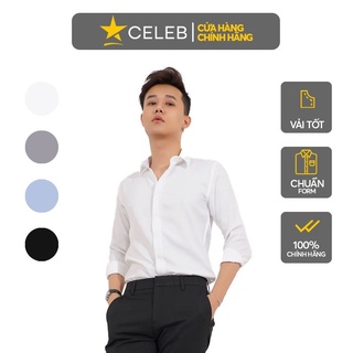 Áo sơ mi nam trắng tay dài vải lụa CELEB