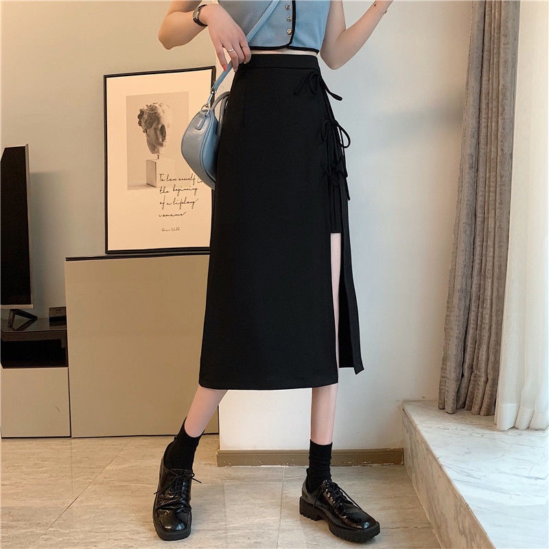 Chân váy midi COZOK lưng cao thiết kế xẻ tà thời trang trẻ trung