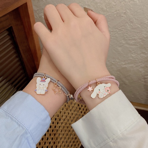 Bộ 2 Vòng Tay Nam Châm Hình Gấu/Thỏ Dễ Thương Cho Cặp Đôi