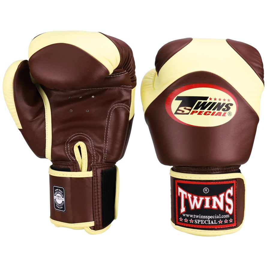 Găng tay Boxing Muay Thai Twins BGVL-13 X-Patterm - Dark Brown/Vanila