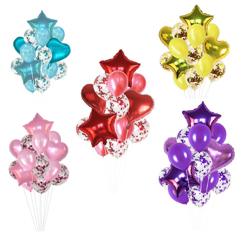 Set 14 Bong Bóng Trong Suốt 12 Inch Trang Trí Tiệc
