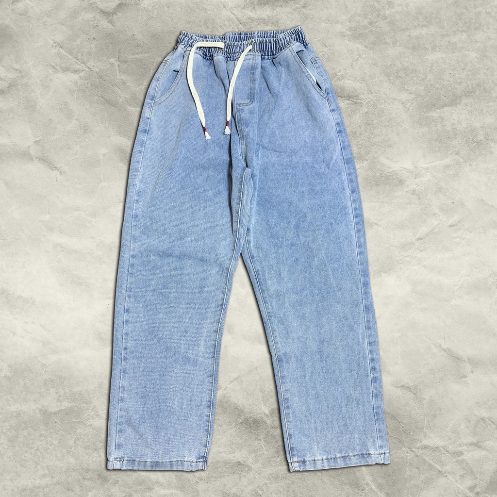Quần DACretro Jean Baggy lưng thun ống rộng suông Vintage