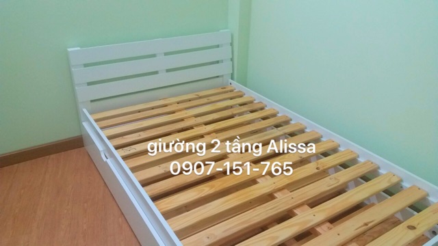 Giường 2 tầng thấp Alissa cho trẻ em và người lớn