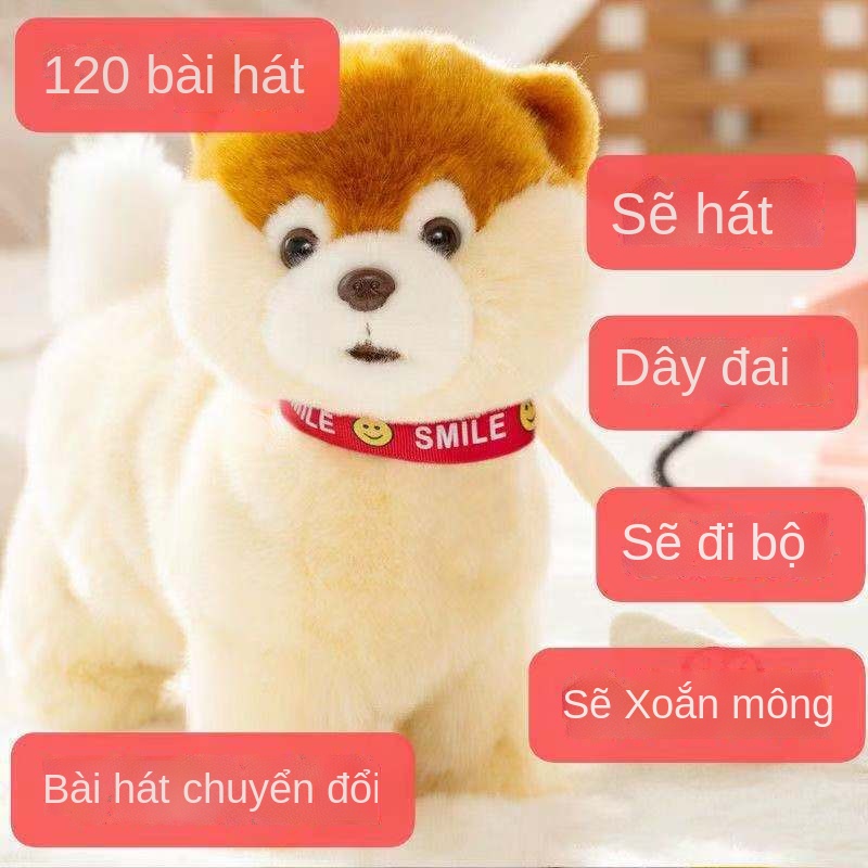✠Đồ chơi điện trẻ em con chó sang trọng, cô gái biết đi, con chó con có thể hát và gọi con chó, đồ chơi có thể di chuyển