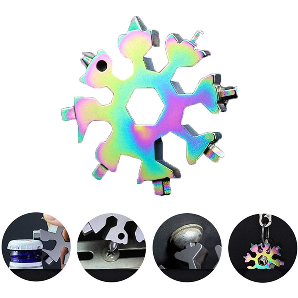 Cờ lê 18 trong 1 kiểu hoa tuyết bằng thép không gỉ nhỏ gọn đa năng