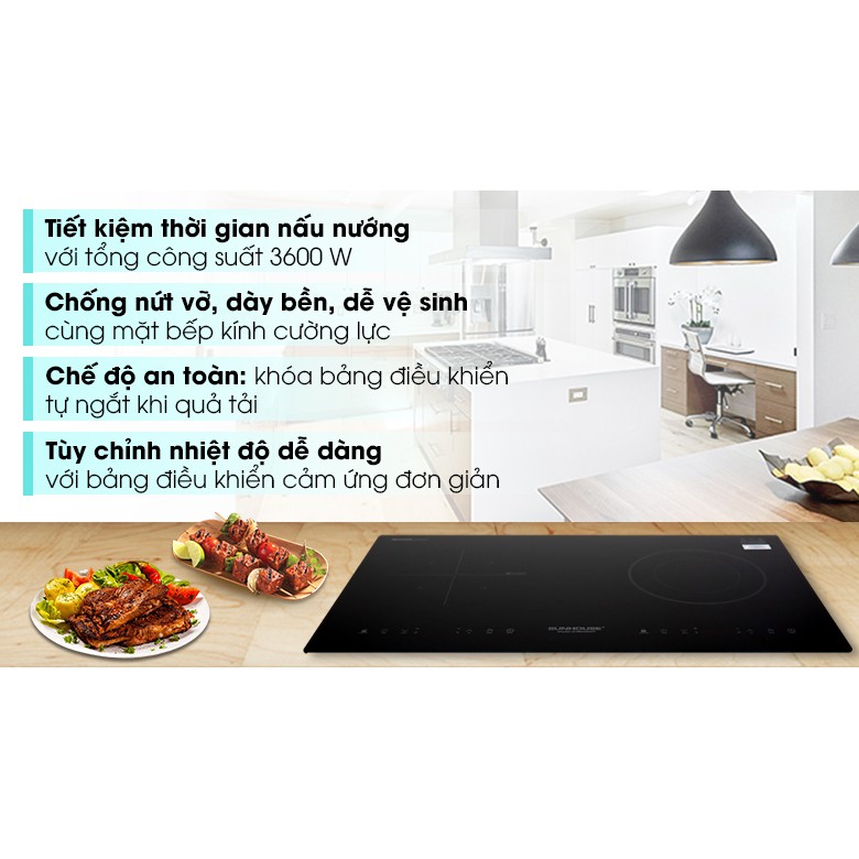 BẾP ĐÔI ĐIỆN TỪ HỒNG NGOẠI SUNHOUSE SHB9105MT / SHB9106-ES