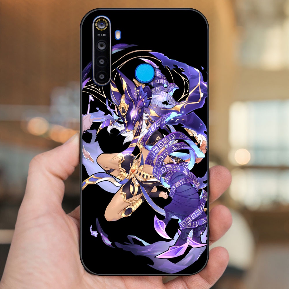 Ốp lưng Realme 5, 5 Pro viền đen in hình Cyno Genshin Impact