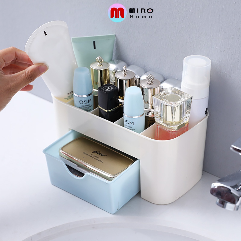 Kệ để đồ trang điểm MIROHOME kệ đựng mỹ phẩm có ngăn kéo đựng son môi bông tẩy trang tiện lợi