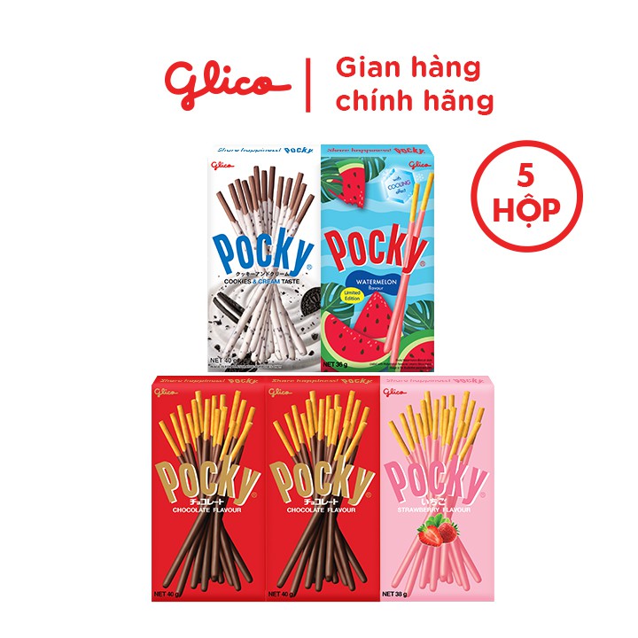 Combo Bánh Que Pocky Mix Vị (5 Hộp x 35gr/hộp)