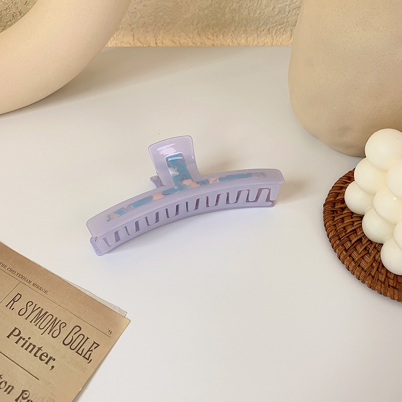 (0398) Cặp Tóc Chữ Nhật Mặt Phối Vân Đá Nhựa Vintage Hàn Quốc