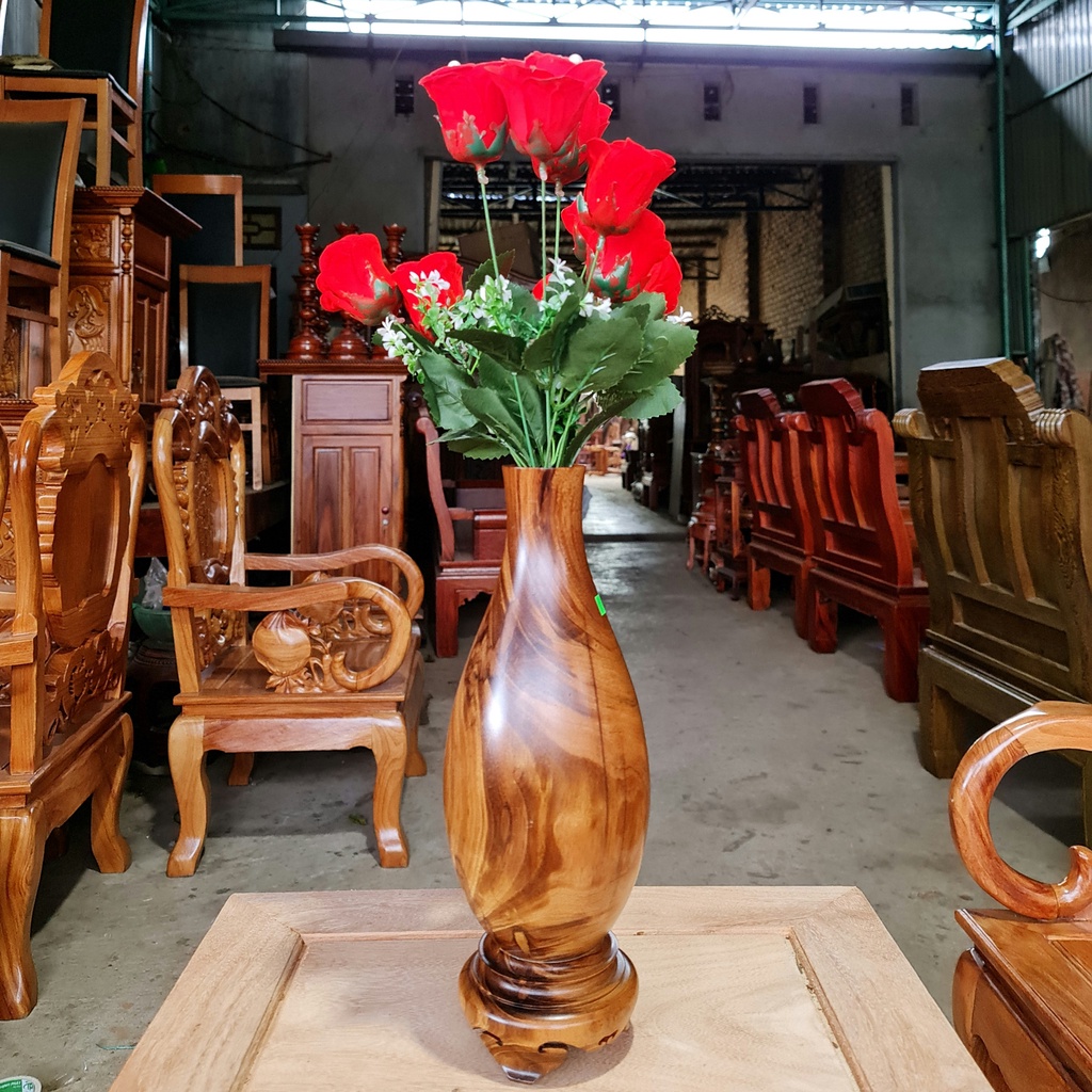 Bình hoa decor , bình cắm hoa , bình hoa gỗ gụ ta tự nhiên trang trí nhà cửa phòng khách