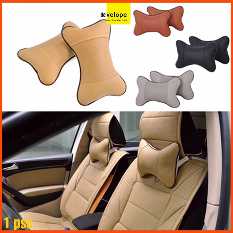 Gối tựa đầu và cổ bọc da PU 25 * 17 ô tô bằng da cao cấp kẻ chỉ nhiều màu - DEVELOPE