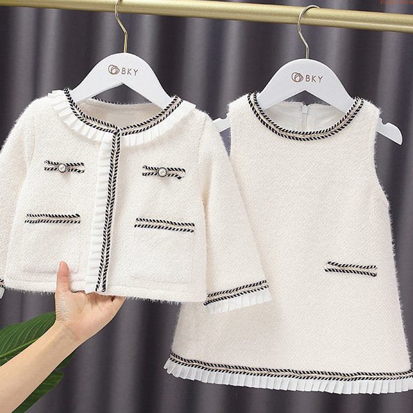 [Mã FASHIONGREEN15 giảm tới 30K đơn 99K] Set Váy Dạ Tiểu Thư Thanh Lịch Dành Cho Bé [S02] - Babi mama