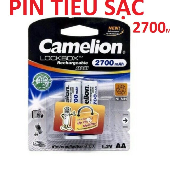 [Mã ELFLASH5 giảm 20K đơn 50K] Pin sạc AA camelion 2700 mAH vỉ 2 viên ( 2700 mAH)