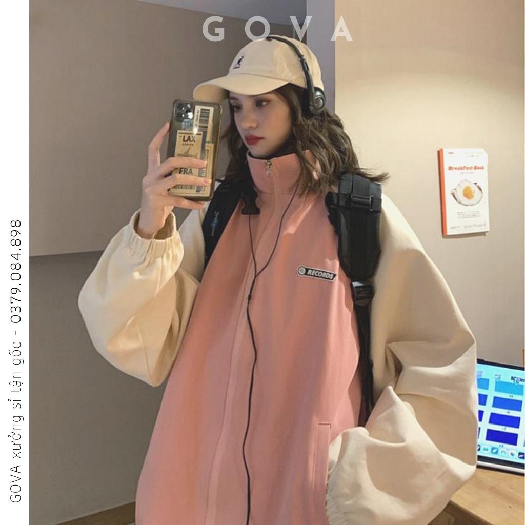 Áo Khoác Bomber Dù RECORDS Nam Nữ Ulzzang Unisex Kiểu Form Rộng 2 Lớp Jacket GOVA