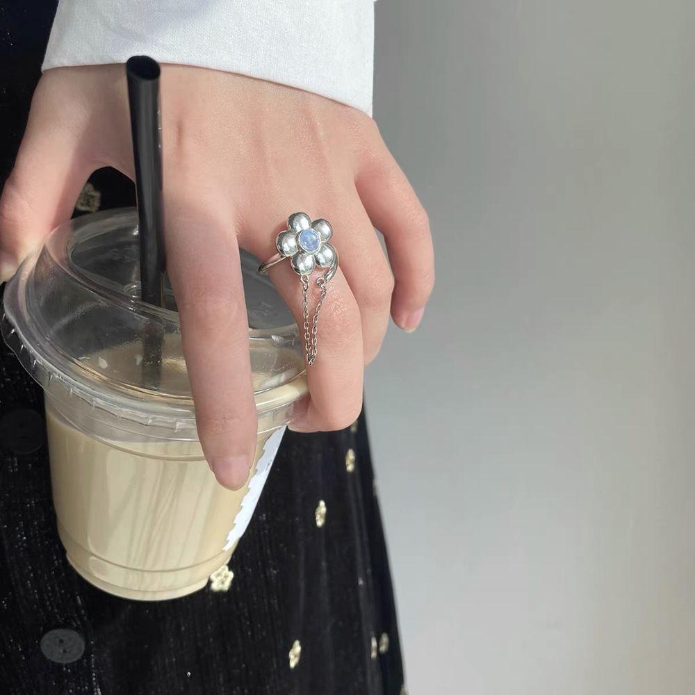 Nhẫn Hở Mạ Vàng / Bạc 2K Mặt Hình Hoa Đơn Giản Thời Trang Cho Nữ