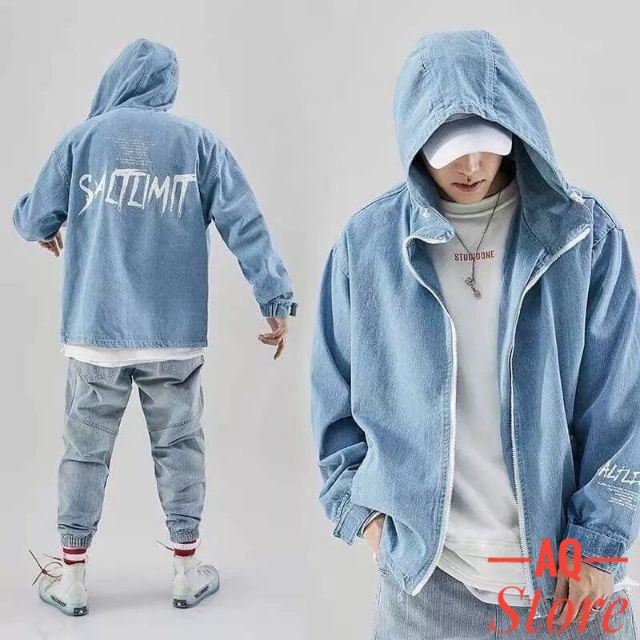 Áo Khoác JEAN Nam Nữ Liền Mũ Cao Cấp Đẹp💖FREESHIP+QUÀ TẶNG💖 Áo Khoác Jeans Nam Nỉ Phối Liền Mũ Unisex -QSTORE | BigBuy360 - bigbuy360.vn