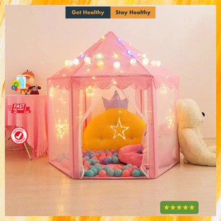 Lều Công Chúa Cho Bé Kiểu Dáng Lục Giác Hàn Quốc Có Rèm Che - LD 305