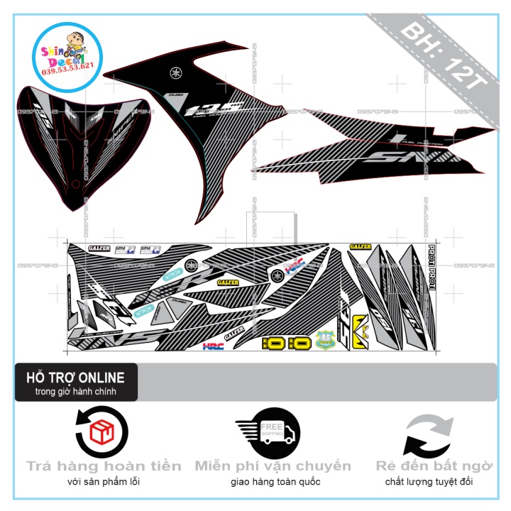TEM RỜI EX 2011 SNIPERS XÁM ĐEN -- SHIN DECAL 2