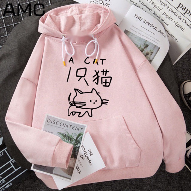 Áo Hoodie Unisex Mùa Đông Chất Nỉ Nam Nữ Giá Rẻ Mèo CAT Phong Cách Hàn Quốc Mặc Đi Học Đi Chơi