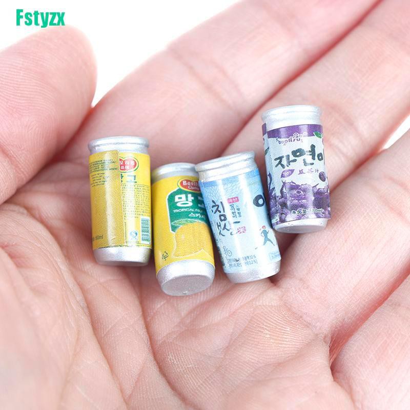 fstyzx 4Pcs 1:12 Dollhouse miniature drink cans fou doll house kitchen decorate