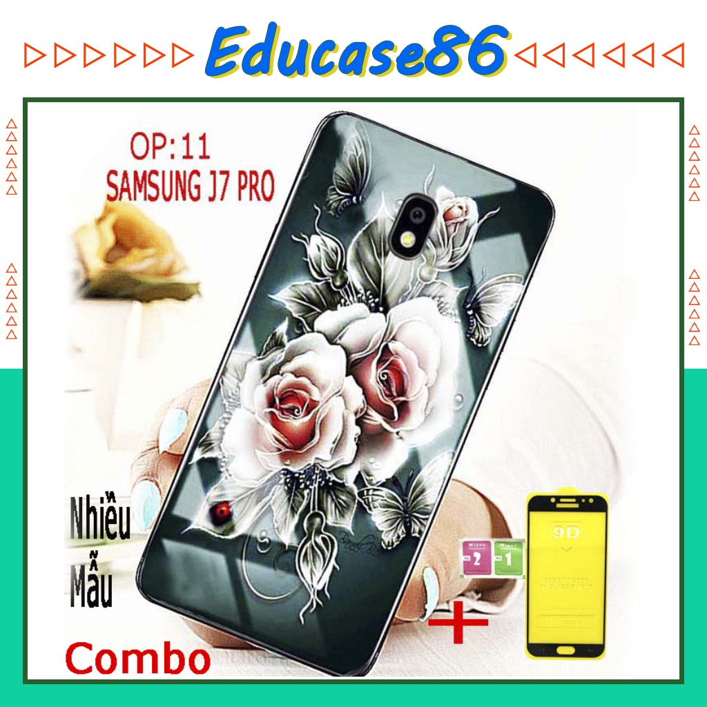 COMBO ốp lưng KÍNH 3D SAMSUNG J7 PRO (TẶNG KÈM 1 kính cường lực FULL màn hình ) Educase86