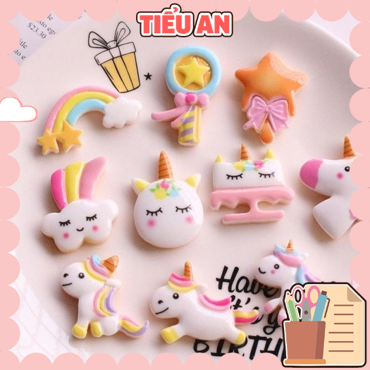 Charm (C215) slime/ Dụng Cụ Charm Trang Trí [Ko Keo &amp; Nút] Hình Kì Lân - Unicorn Xinh Xắn (2.0x3.0 cm)