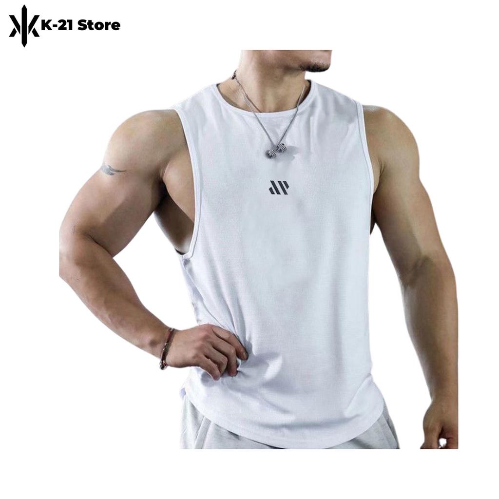 Áo ba lỗ nam -  Áo tập gym tanktop  in Hình 96 vải cotton đen-trắng-xám từ 40 đến ́80kg phù hợp cho nhiều AE K-21