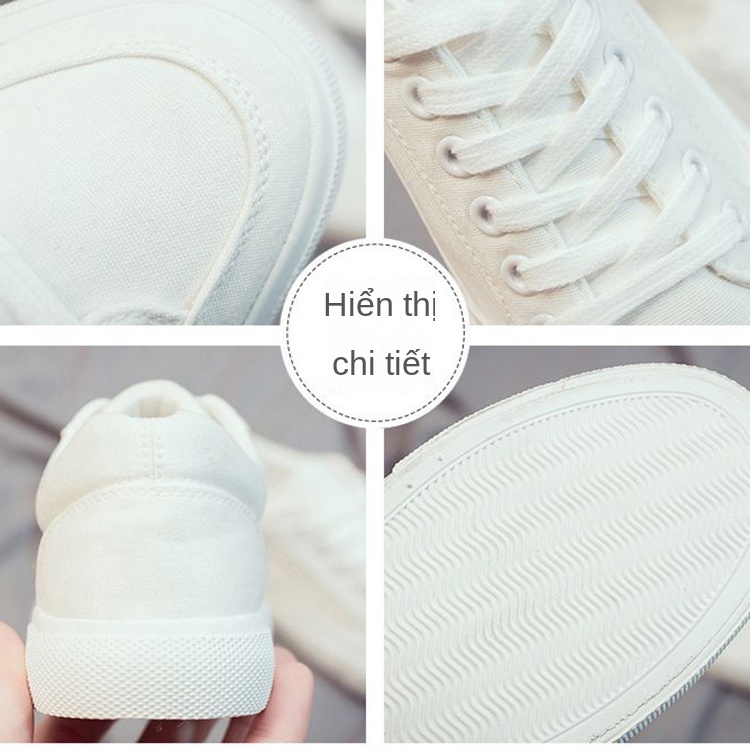 Giày Thể Thao Canvas Đế Bằng Màu Trắng Dễ Phối Đồ