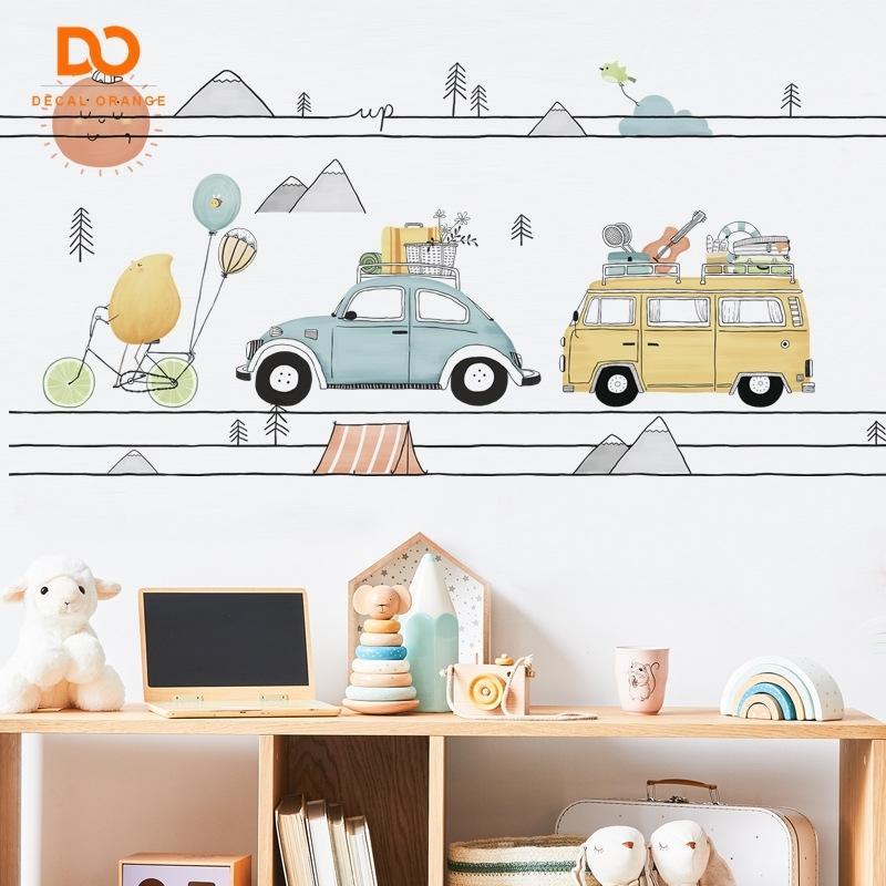 Decal dán tường cho bé trai hình ô tô trang trí phòng ngủ