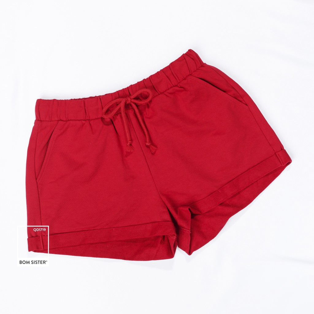 Quần Đùi Thể Thao Cotton Pha Màu Trơn Chân Gấp Viền BOM SISTER QD1819 | BigBuy360 - bigbuy360.vn
