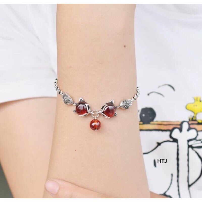 Bộ lắc tay lắc chân hồ ly bạc thái LINH MIU SILVER