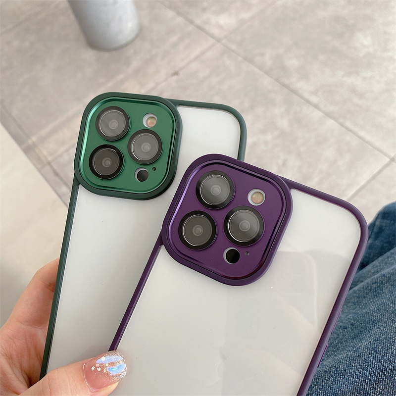 Ốp Điện Thoại Cứng Trong Suốt Chống Sốc Màu Tím Đậm Cho iPhone 14 11 Pro Max 14 Plus ip14pro
