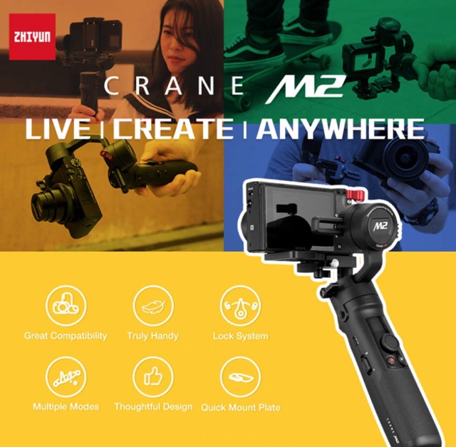 Zhiyun Crane M2 Gimbal chống rung đa năng cho gopro, máy ảnh và điện thoại