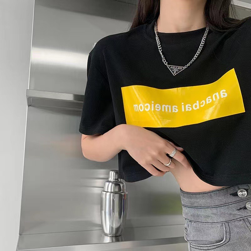 Áo thun ZHELIHANGFEI tay ngắn dáng rộng in chữ thời trang phong cách cho nữ