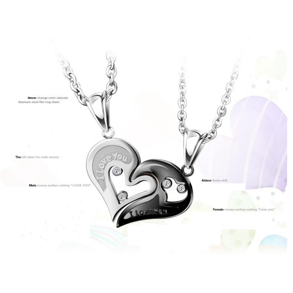 Vòng Cổ Mặt Trái Tim  Titan   Không Bao Giờ Tách Rời Phong Cách Âu Mỹ VCHEARTCOUPLE01