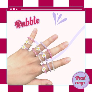 Nhẫn hạt cườm cúc hoạ mi, trơn dễ thương nhiều màu sắc, bead rings tím, trắng, hồng
