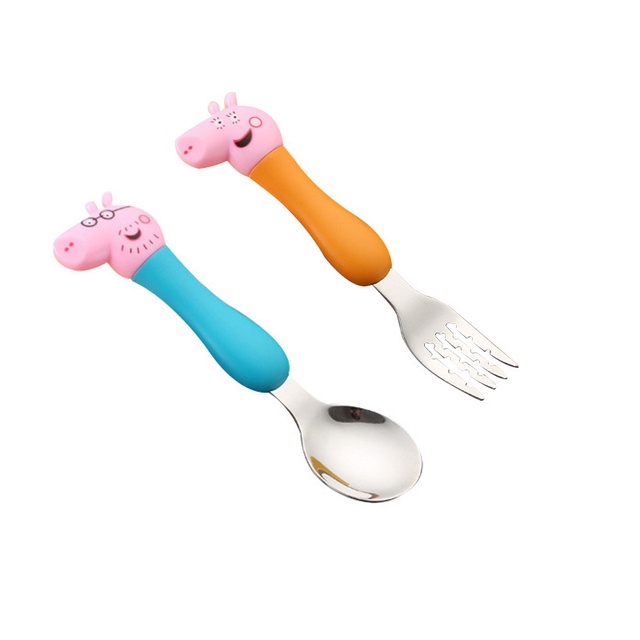 Bộ Muỗng Nĩa Hình Heo Hoạt Hình Dễ Thương Cho Bé