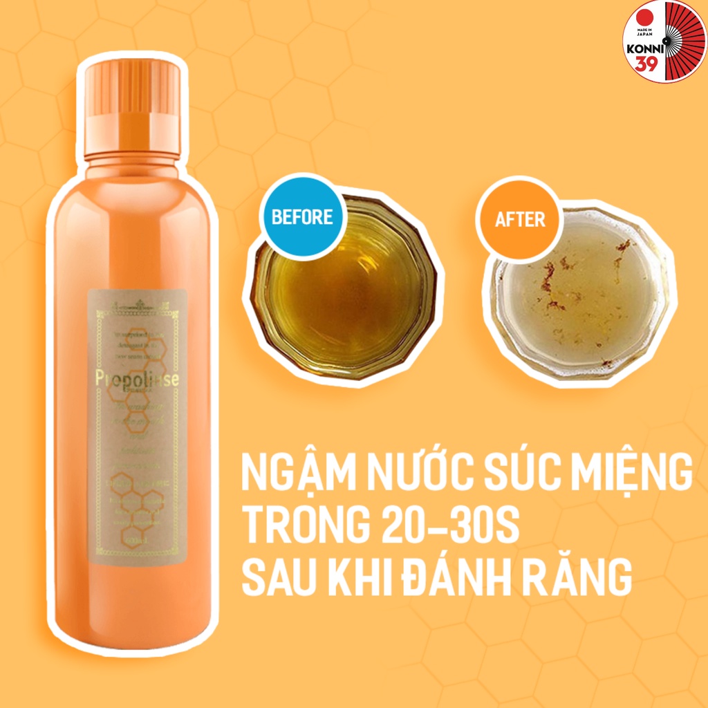 Nước súc miệng Propolinse màu cam 600ml Nhật bản, nước xúc miệng nhật màu cam sạch mảng bám - Konni39