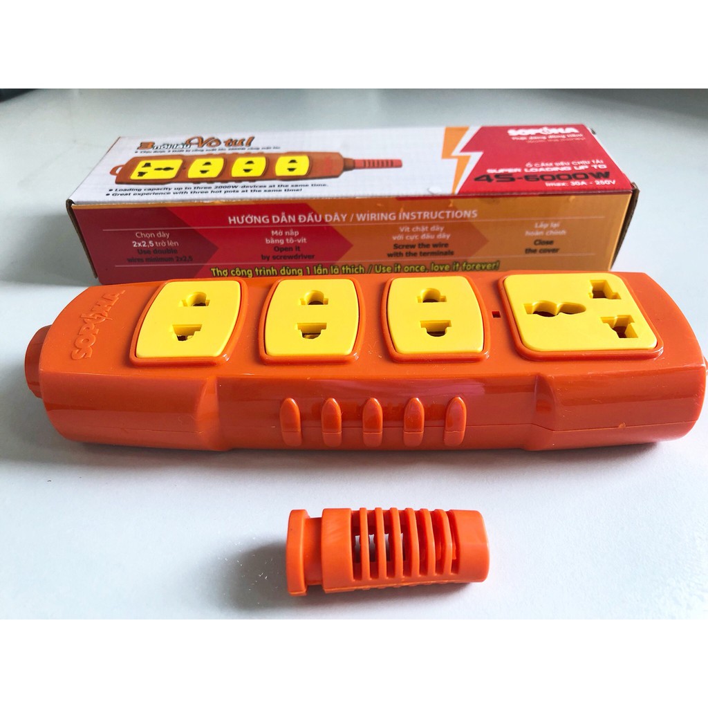 Ổ cắm siêu chịu tải Sopoka lõi sứ chống cháy P6000W, 4S-6000W