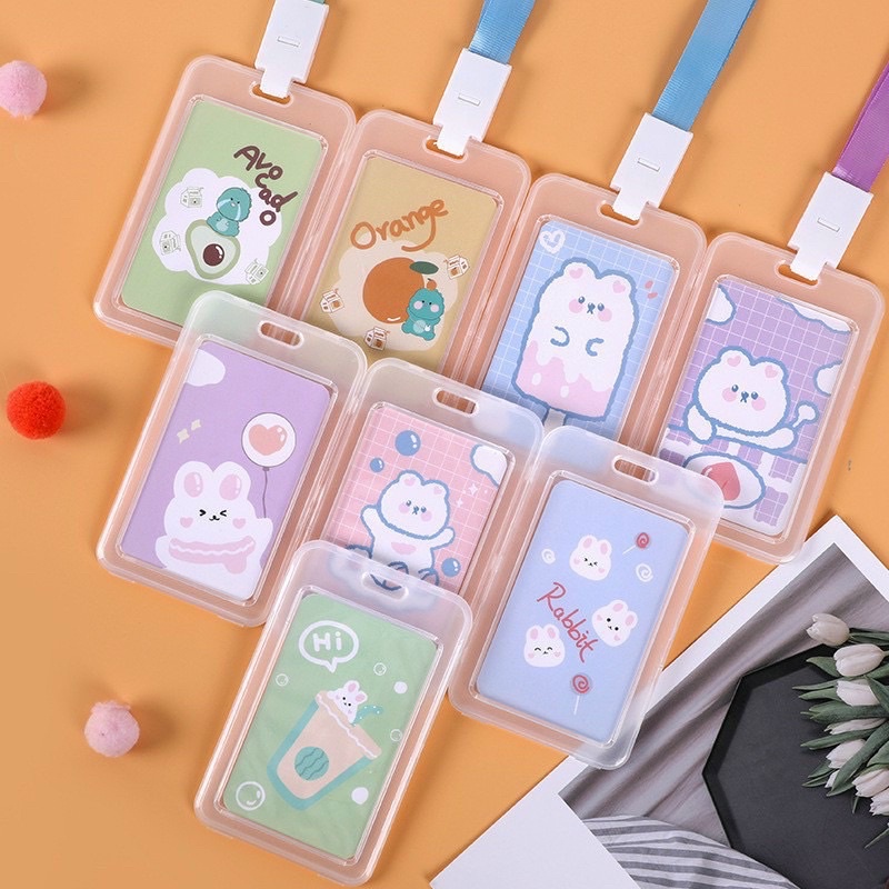 Dây Đeo Thẻ Kèm Bảng Tên Trong Suốt Học Sinh Sinh Viên Nắp Bảo Vệ Dây Đeo Thẻ Ngang Nhân Viên