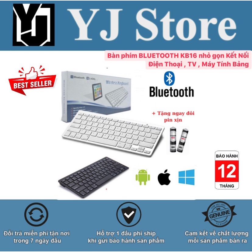 Bàn phím BLUETOOTH KB16 nhỏ gọn Kết Nối Điện Thoại , TV , Máy Tính Bảng-YJ