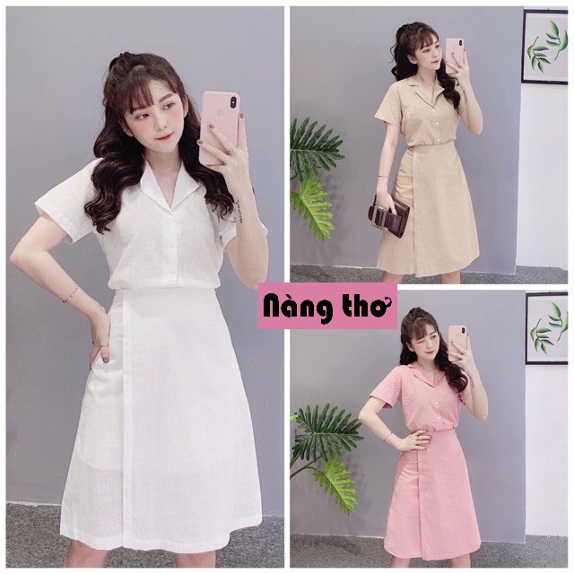 Đầm váy công sở, chân váy đắp tà nhiều màu  - Nàng Thơ's Shop