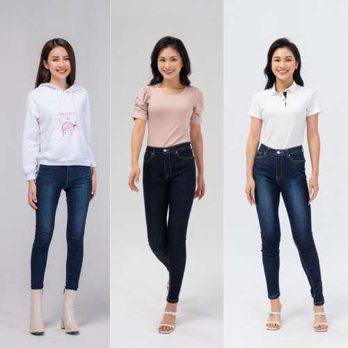 Quần jeans nữ YODY Quần bò nữ lưng cao tôn dáng, ống bó phù hợp đi chơi, công sở QJN3102