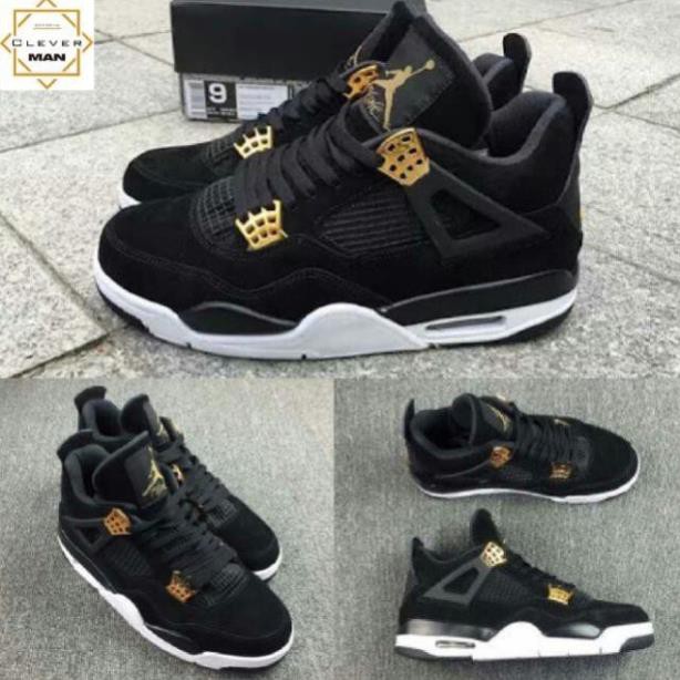 (BẢN SIÊU CẤP - TẶNG MÓC KHÓA) Giày thể thao nam nữ AIR JORDAN 4 royalty đen móc khóa vàng CỰC ĐẸP