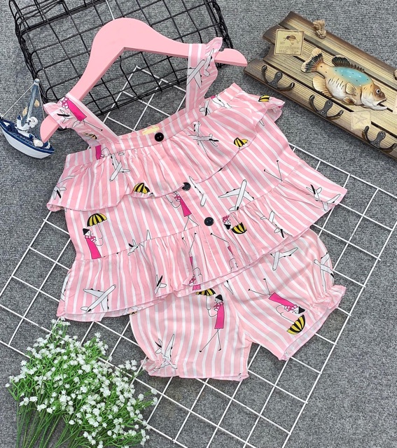 Sỉ bộ lanh cánh tiên cho bé vải lanh thái tone tôn loại 1